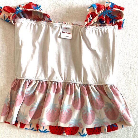 Hanna Andersson Mixie Tankini top Girls 10 strawberries stretch ruffle swim - Picture 5 of 6